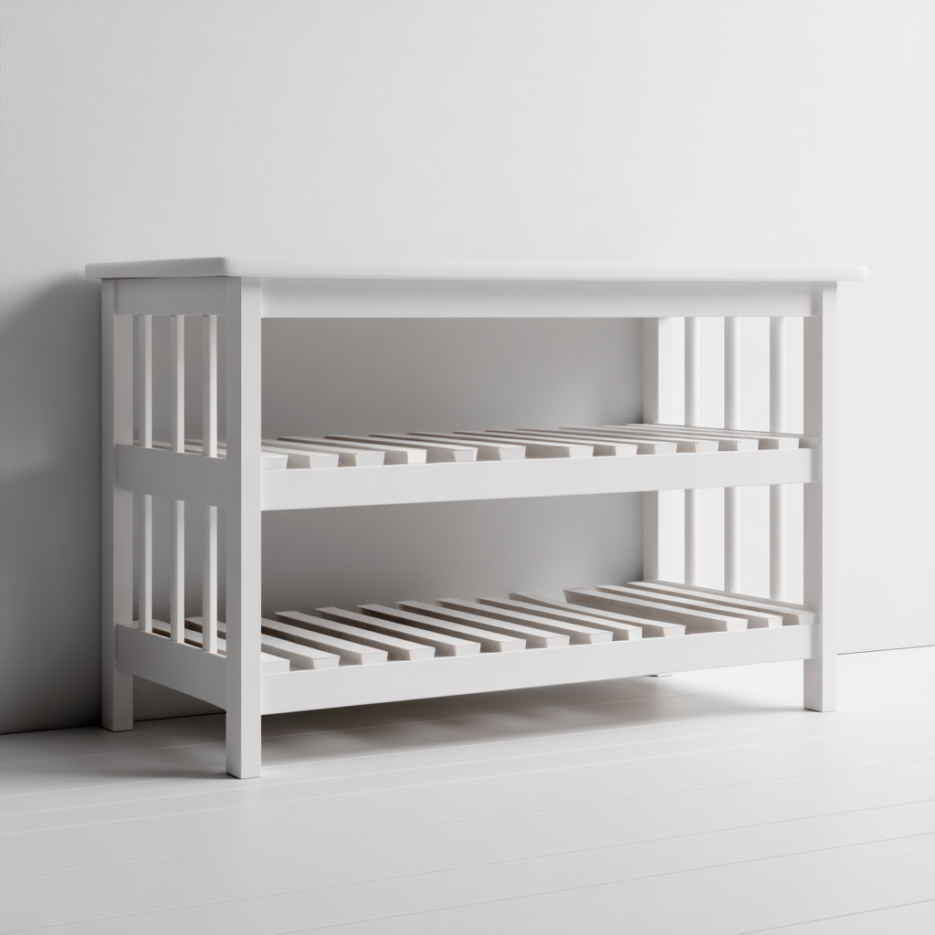 Meuble à chaussures - bois - 80x30x55 cm - blanc - adapté à l'entrée - étagères ouvertes - design moderne-Nestlevo