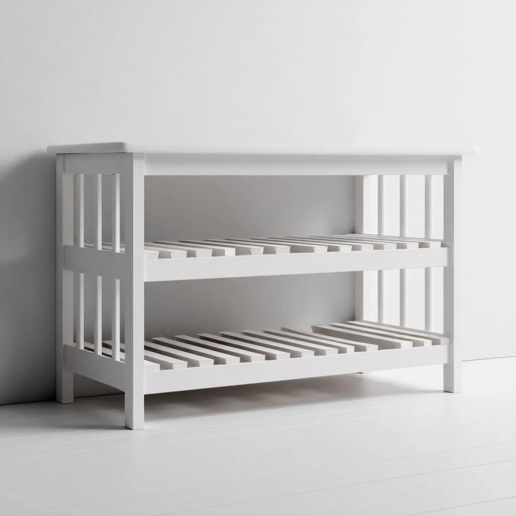 Meuble à chaussures - bois - 80x30x55 cm - blanc - adapté à l'entrée - étagères ouvertes - design moderne-Nestlevo