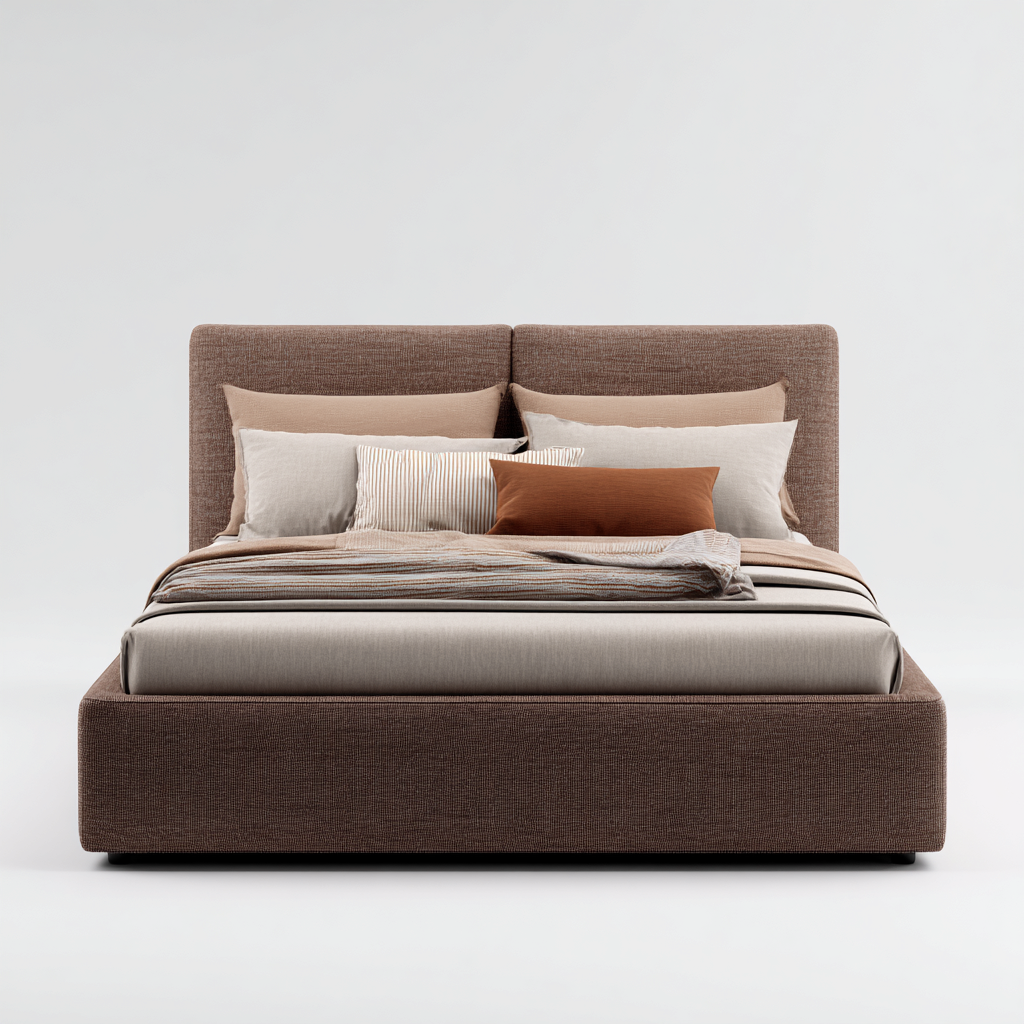 Lit double tissu 208x168x103 cm brun pour chambre - design moderne-Nestlevo