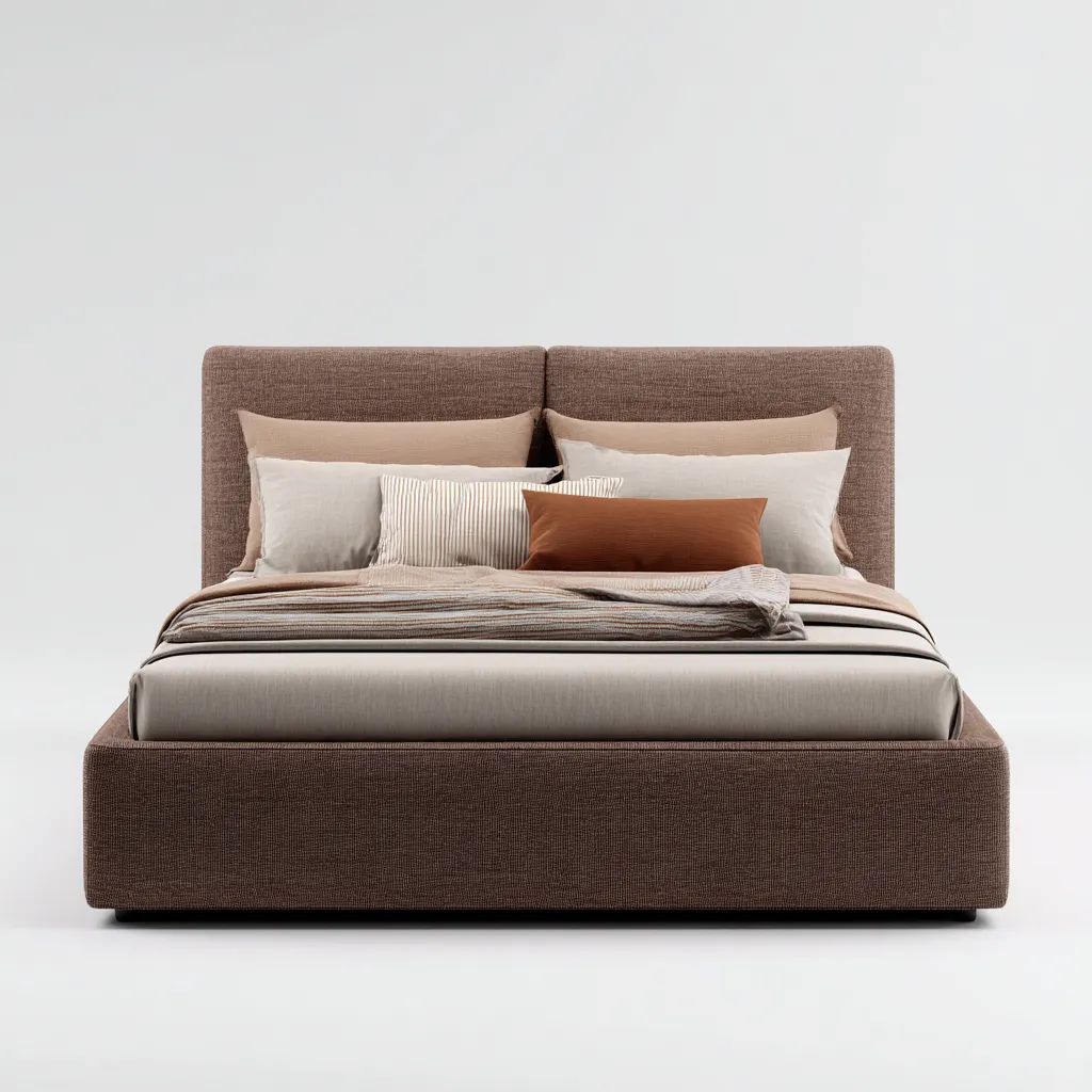 Lit double tissu 208x168x103 cm brun pour chambre - design moderne-Nestlevo