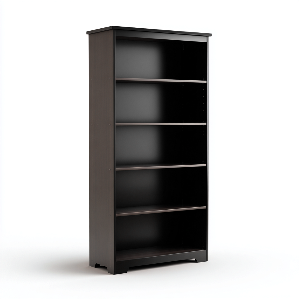 Bibliothèque bois noir 80x30x190 cm - finition noire - style moderne - adaptée au bureau-Nestlevo