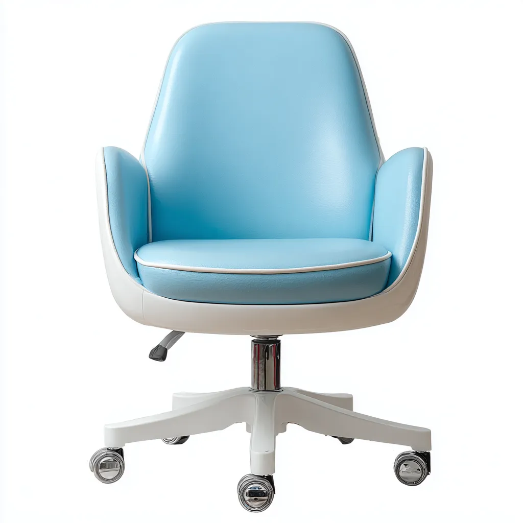 Chaise de bureau ergonomique en similicuir 61x61x87 cm - bleu clair - adaptée au bureau - design moderne-Nestlevo