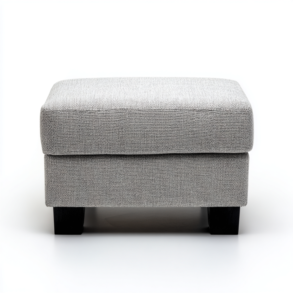 Pouf rectangulaire en tissu gris avec pieds en bois noir 60x45x35 cm - gris - noir - pour salon - design moderne-Nestlevo