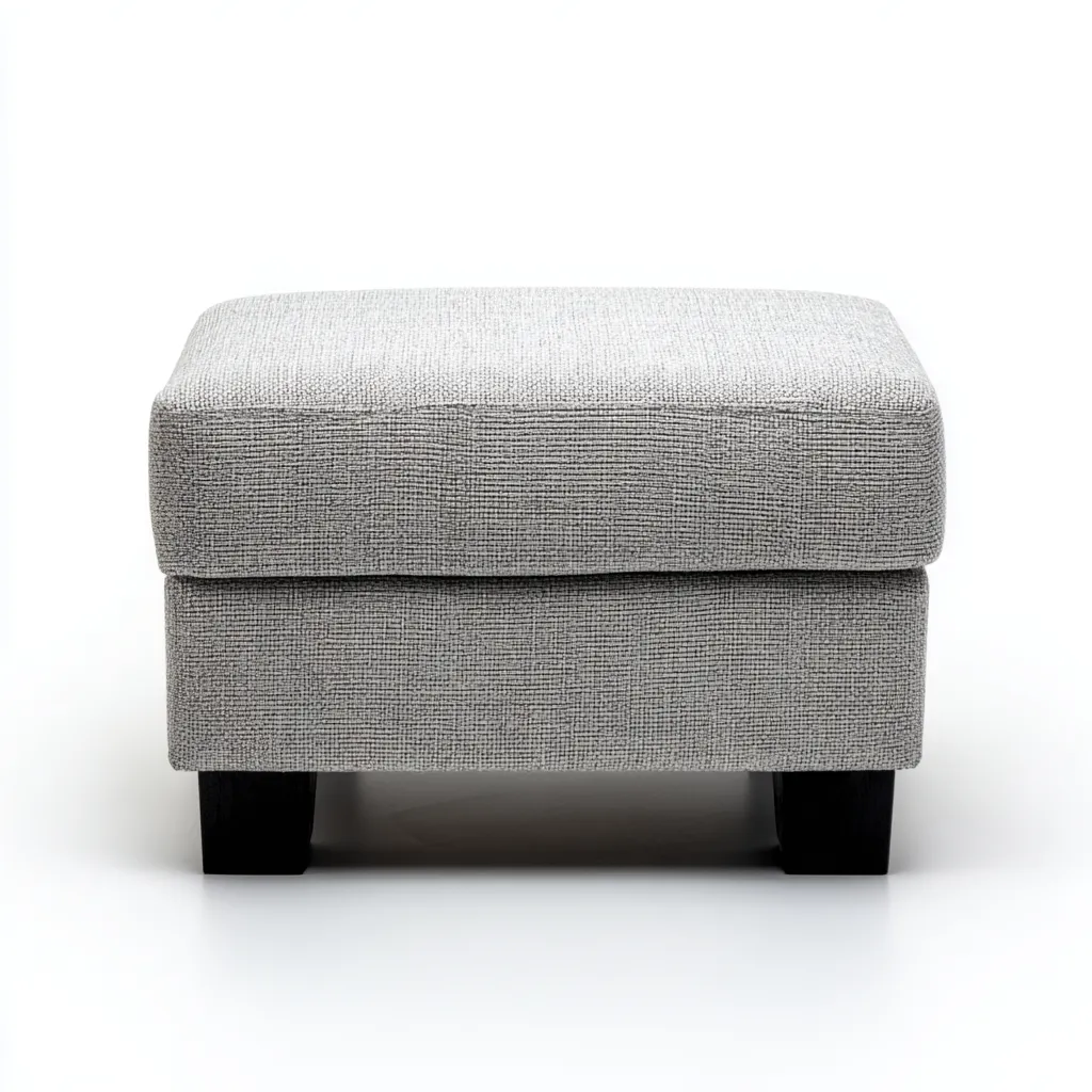 Pouf rectangulaire en tissu gris avec pieds en bois noir 60x45x35 cm - gris - noir - pour salon - design moderne-Nestlevo