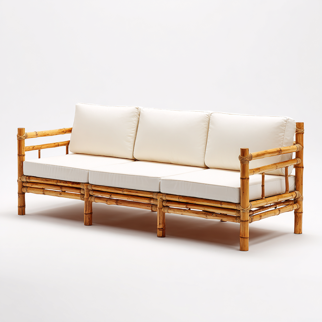 Canapé de jardin en bambou - 185x78x78 cm - naturel - beige - pour jardin - design moderne-Nestlevo