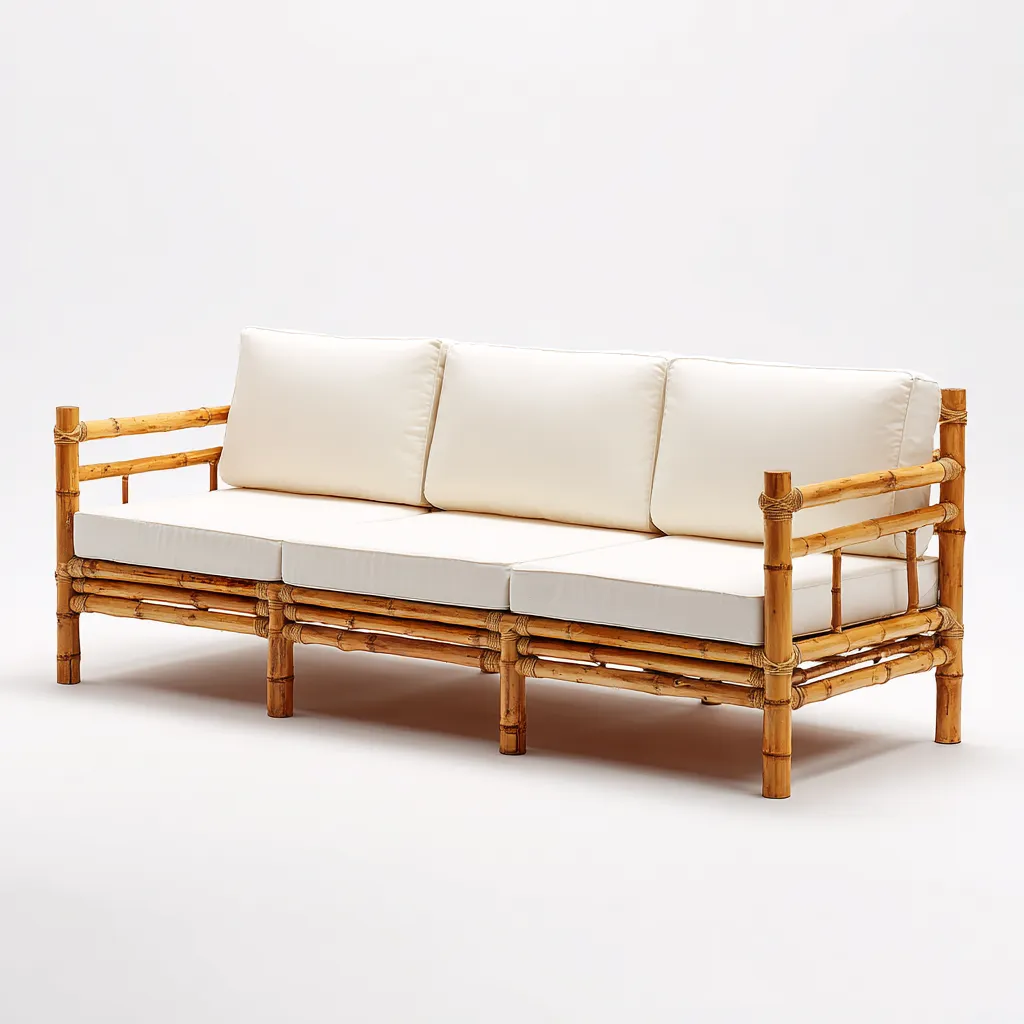 Canapé de jardin en bambou - 185x78x78 cm - naturel - beige - pour jardin - design moderne-Nestlevo