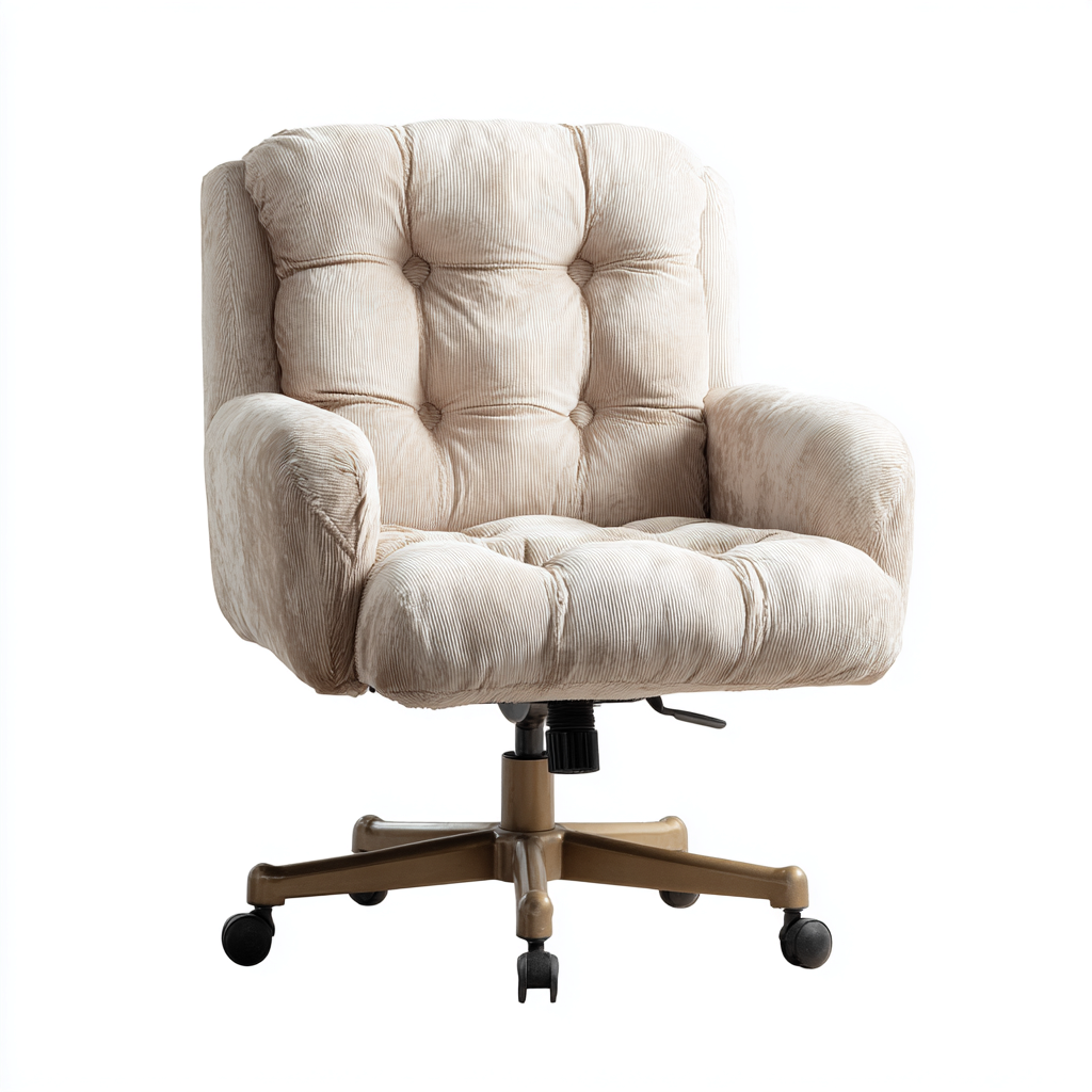 Chaise de bureau velours rembourré 68x70x96 cm - beige - design confortable pour bureau-Nestlevo