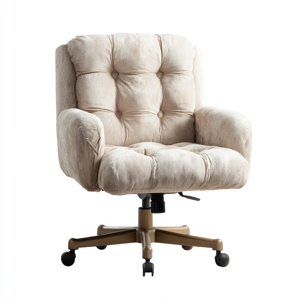 Chaise de bureau velours rembourré 68x70x96 cm - beige - design confortable pour bureau-Nestlevo