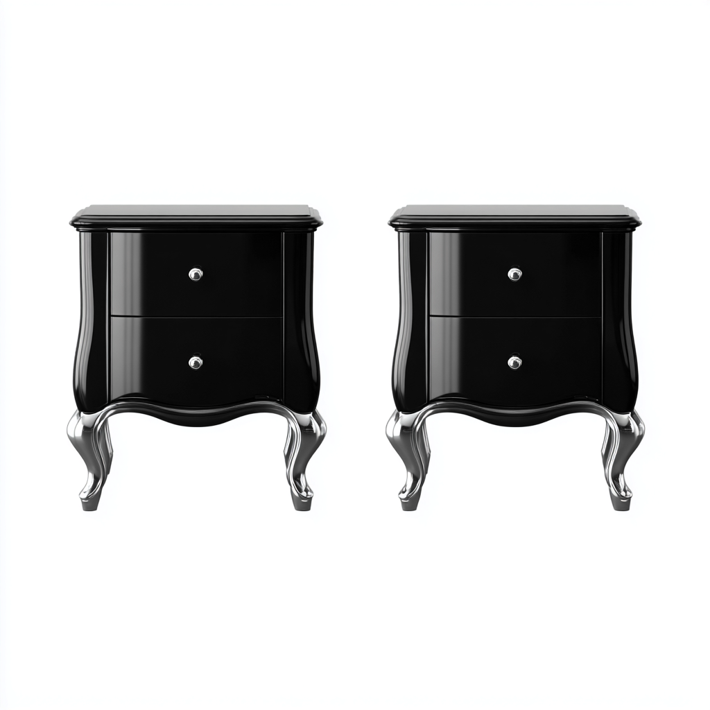 Table de chevet - bois - 50x40x60 cm - noir - design moderne - adapté à la chambre-Nestlevo