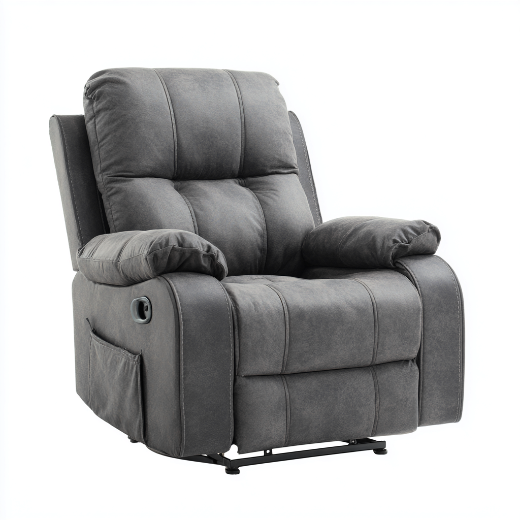 Fauteuil relax tissu 95x95x105 cm - gris - pour salon - dossier inclinable-Nestlevo