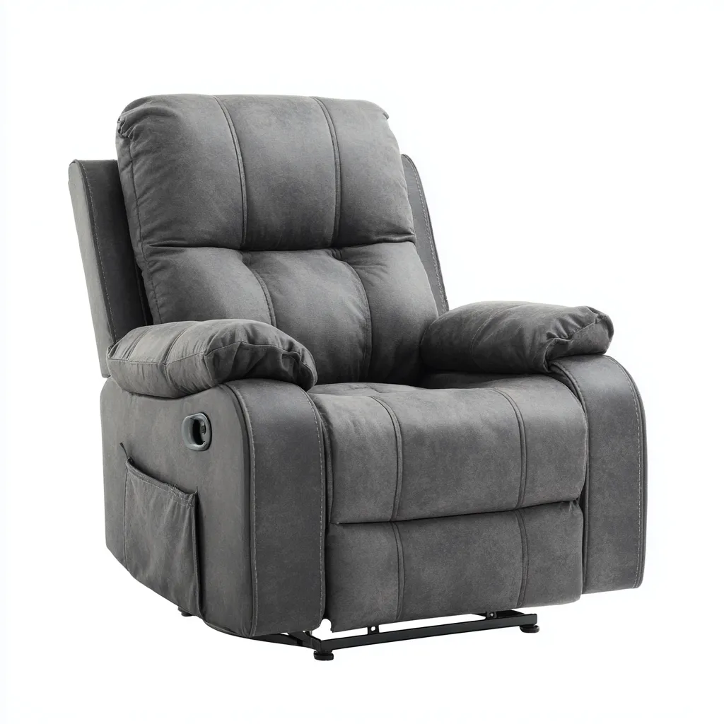 Fauteuil relax tissu 95x95x105 cm - gris - pour salon - dossier inclinable-Nestlevo