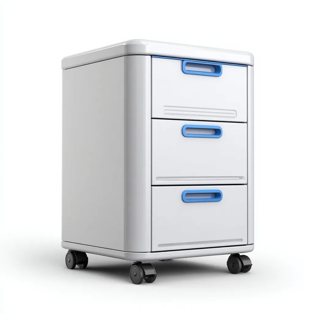 Armoire de bureau métallique à roulettes - 39x45x64 cm - blanc - bleu - pour bureau - design moderne-Nestlevo