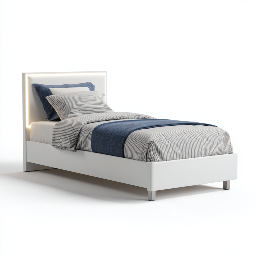 Lit simple - bois 200x100x95 cm - blanc - pour chambre - design moderne-Nestlevo