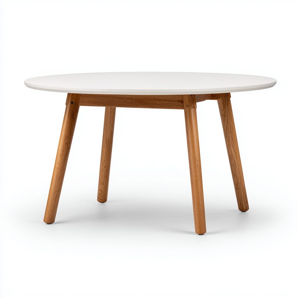Table de jardin ronde 90x90x75 cm - blanc - bois - adaptée à l'extérieur - design moderne-Nestlevo
