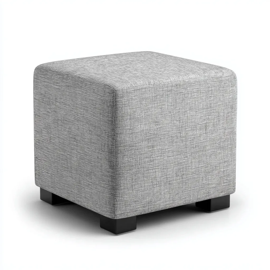 Pouf carré tissu et pieds noirs 38x38x42 cm - gris - noir - pour salon - design moderne-Nestlevo