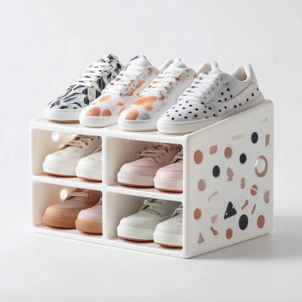 Meuble à chaussures plastique 38x30x32 cm - blanc - pour entrée - design moderne-Nestlevo