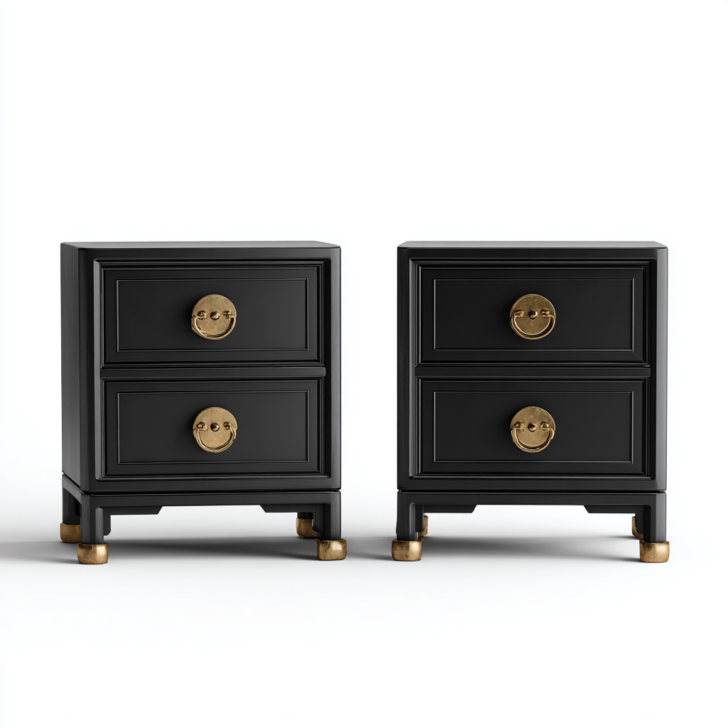 Table de chevet - bois MDF 45x40x60 cm - noir - pour chambre - design classique-Nestlevo