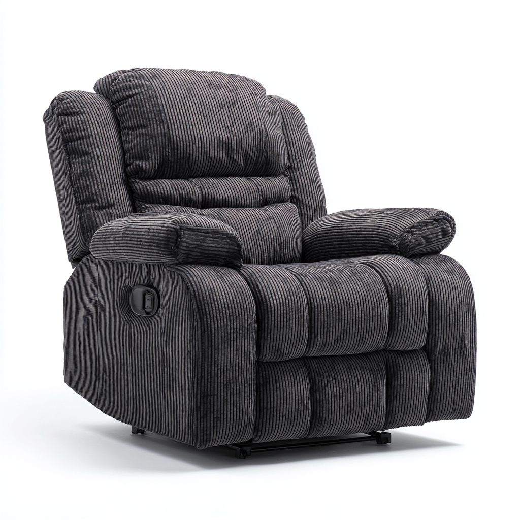 Fauteuil relax - tissu gris foncé côtelé - 102x94x104 cm - pour salon - design moderne-Nestlevo