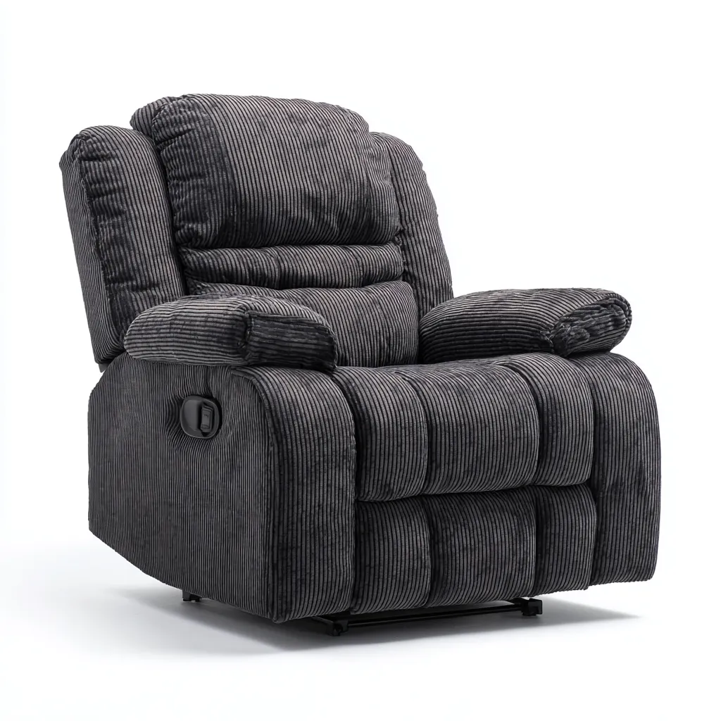 Fauteuil relax - tissu gris foncé côtelé - 102x94x104 cm - pour salon - design moderne-Nestlevo