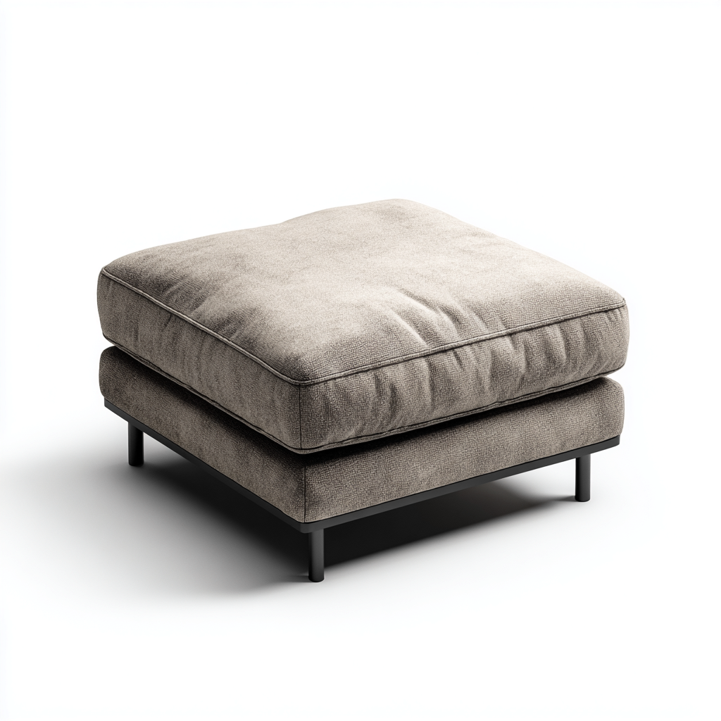 Pouf carré en tissu beige avec pieds en métal noir 80x80x45 cm - beige - noir - pour salon - design moderne-Nestlevo