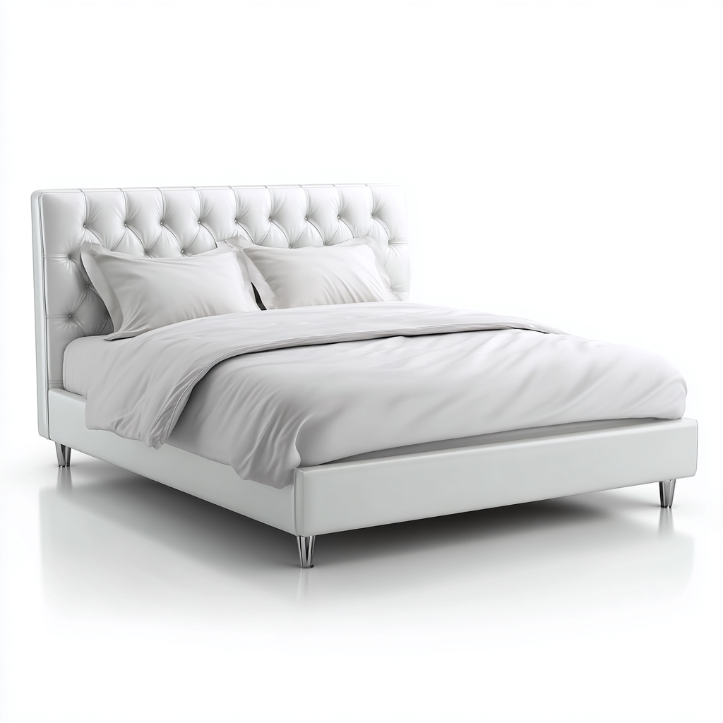 Lit double - similicuir rembourré métal 200x160x110 cm - blanc - design moderne - adapté à la chambre-Nestlevo