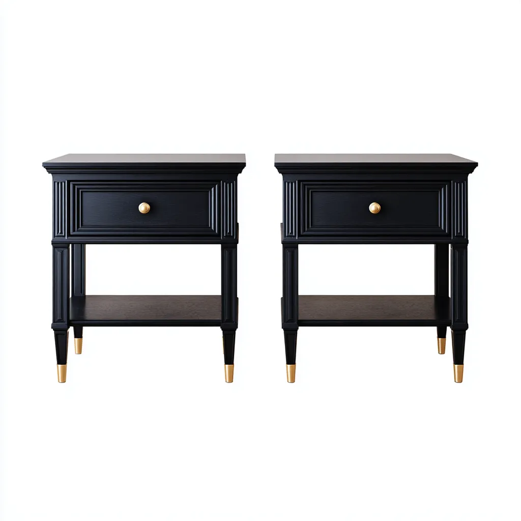 Table de chevet - bois MDF 48x38x63 cm - noir - pour chambre - design classique-Nestlevo