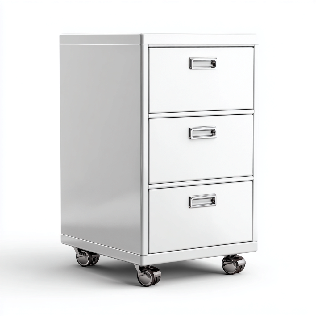 Armoire de bureau métallique à roulettes - 40x45x65 cm - blanc - pour bureau - design moderne-Nestlevo