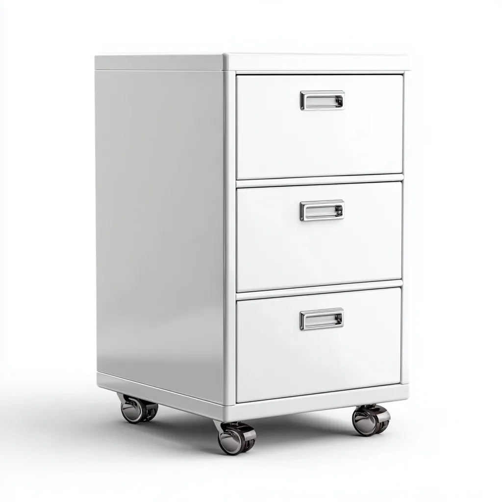 Armoire de bureau métallique à roulettes - 40x45x65 cm - blanc - pour bureau - design moderne-Nestlevo