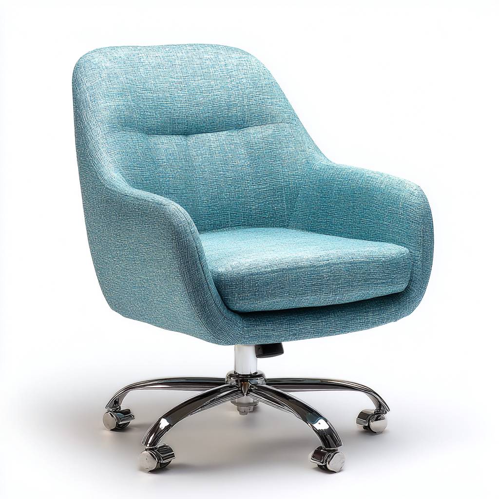 Chaise de bureau - tissu - métal 65x60x90 cm - bleu - siège pivotant rembourré avec piètement chromé - adaptée au bureau - design moderne-Nestlevo