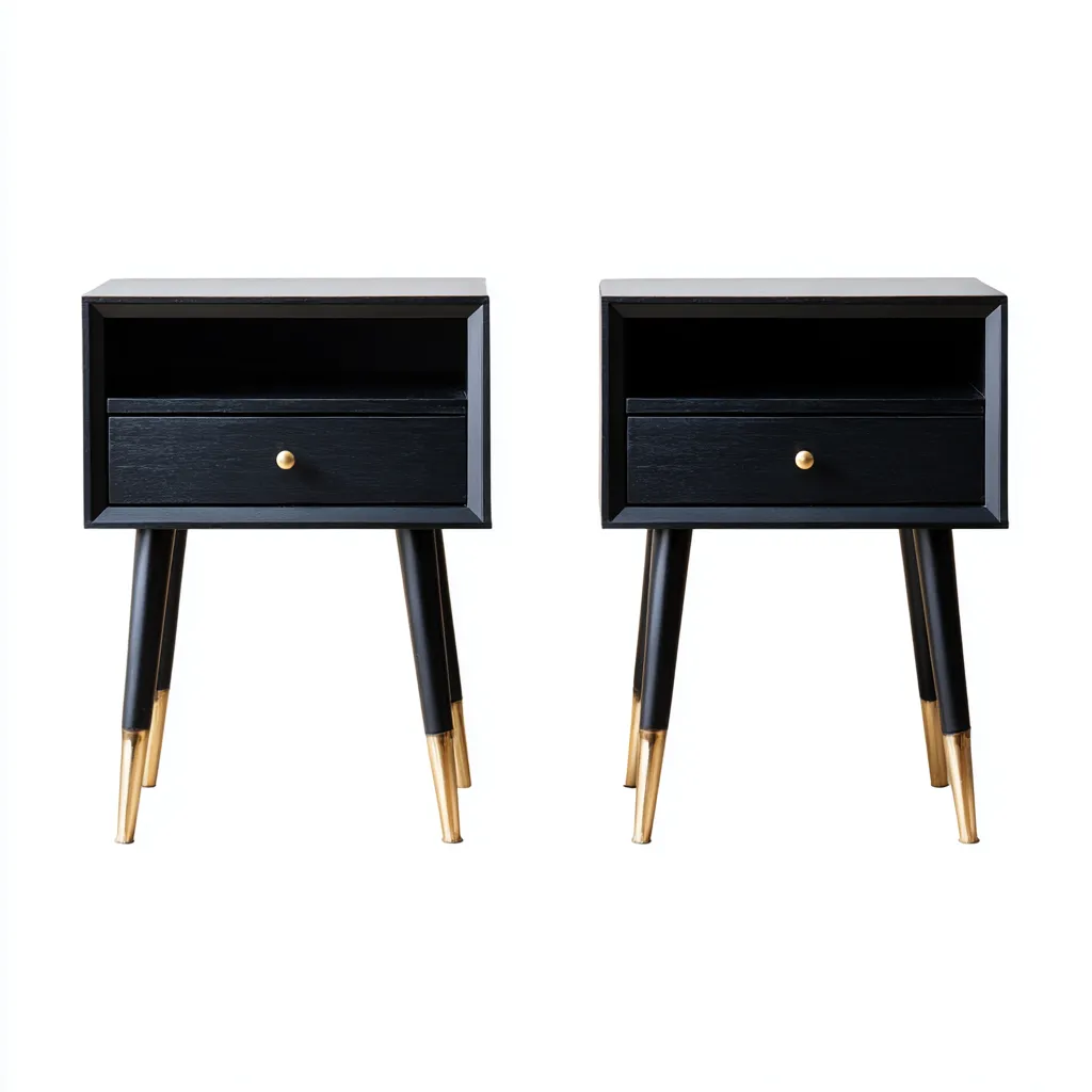 Table de chevet - bois - 50x40x60 cm - noir - design moderne - adapté à la chambre-Nestlevo