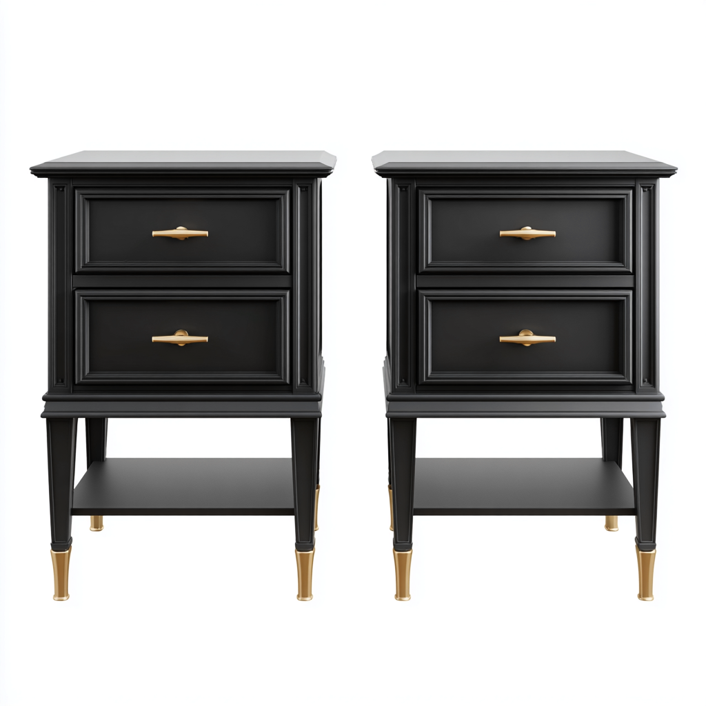 Table de chevet - bois - 50x40x65 cm - noir - design moderne - adapté à la chambre-Nestlevo