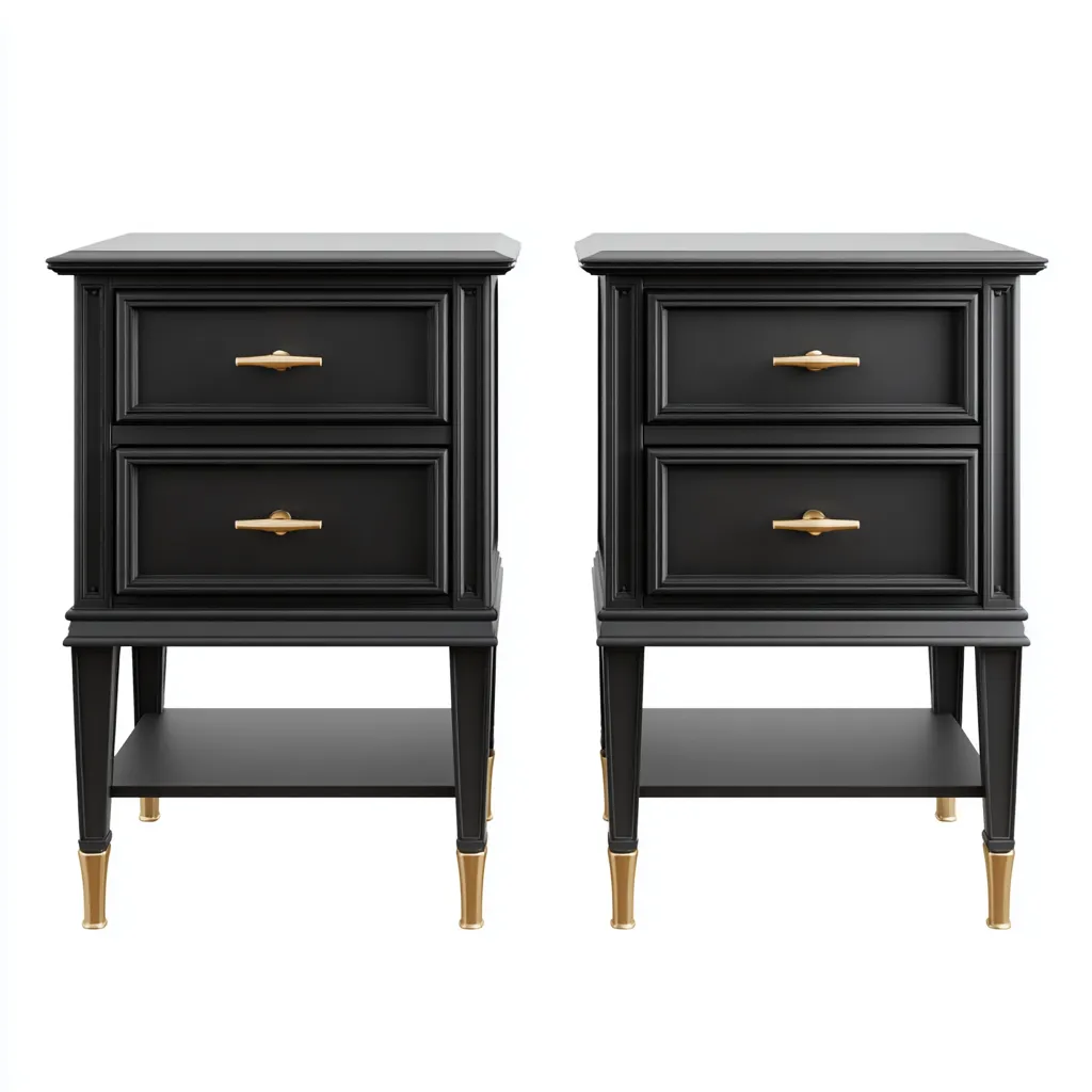 Table de chevet - bois - 50x40x65 cm - noir - design moderne - adapté à la chambre-Nestlevo