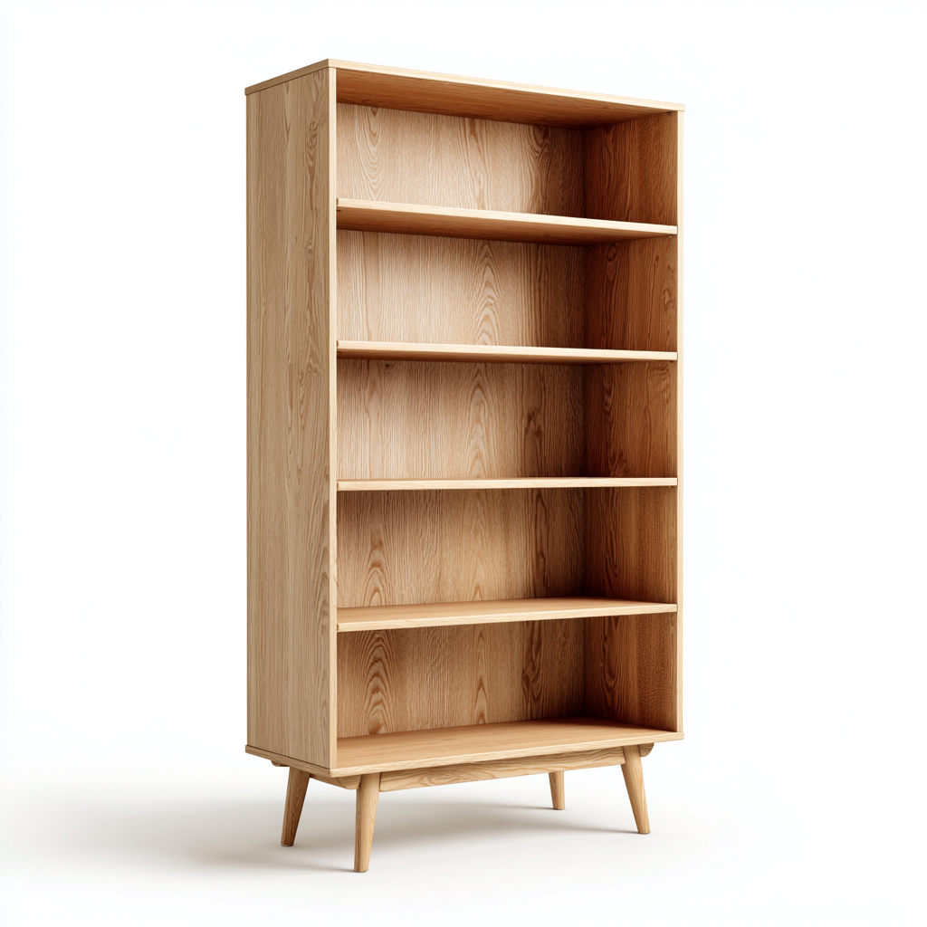 Bibliothèque bois chêne clair 80x30x185 cm - finition naturelle - style scandinave - adaptée au bureau-Nestlevo