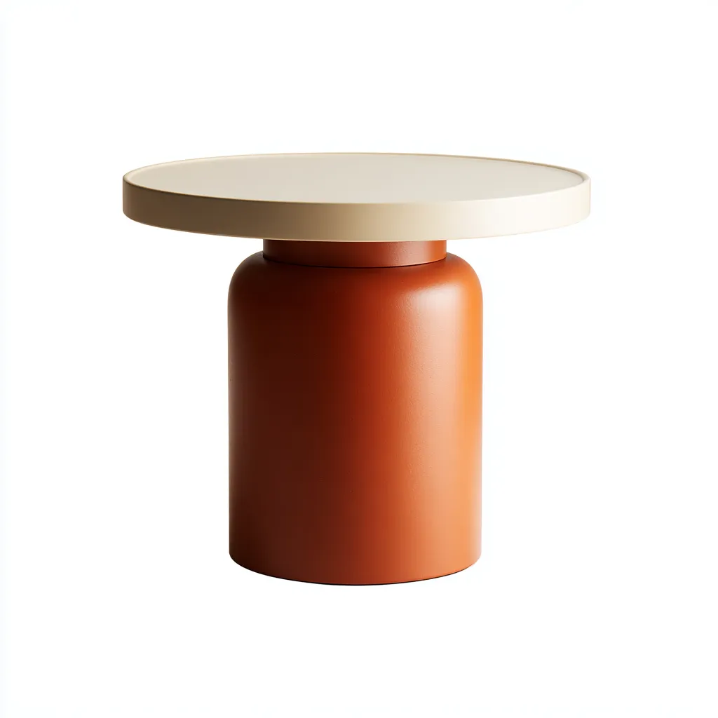 Table de jardin matériaux mixtes 50x50x48 cm - beige - orange - usage extérieur - design moderne-Nestlevo