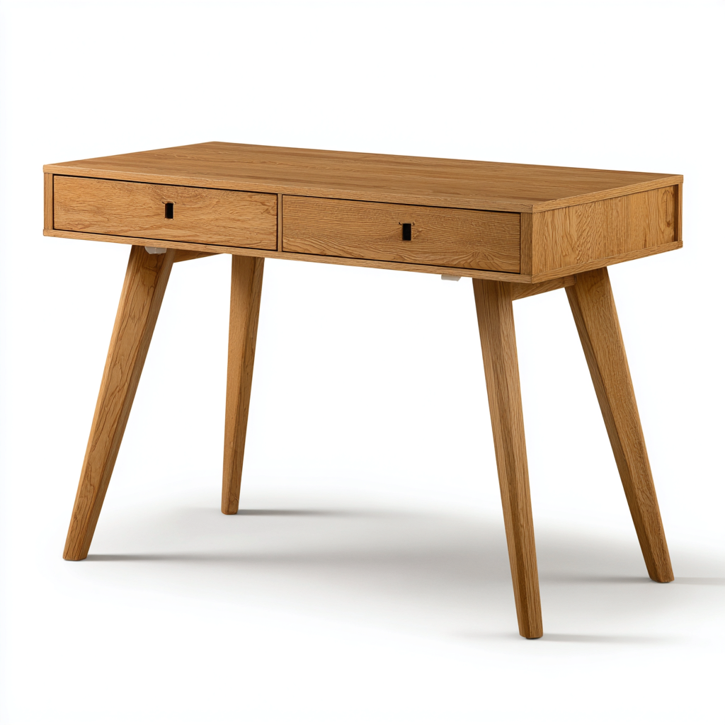 Bureau - bois massif 110x55x76 cm - chêne naturel - avec tiroirs - design moderne adapté au bureau-Nestlevo