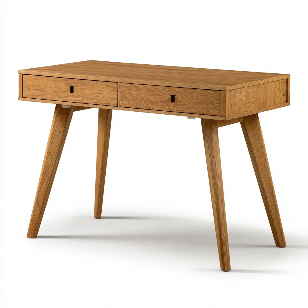Bureau - bois massif 110x55x76 cm - chêne naturel - avec tiroirs - design moderne adapté au bureau-Nestlevo