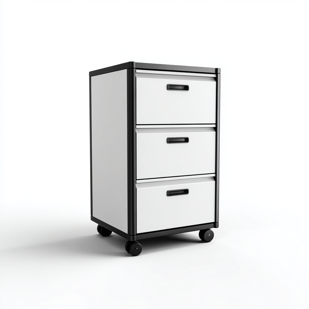 Armoire de bureau mobile métal 40x45x70 cm - blanc - noir - rangement à tiroirs - design moderne-Nestlevo