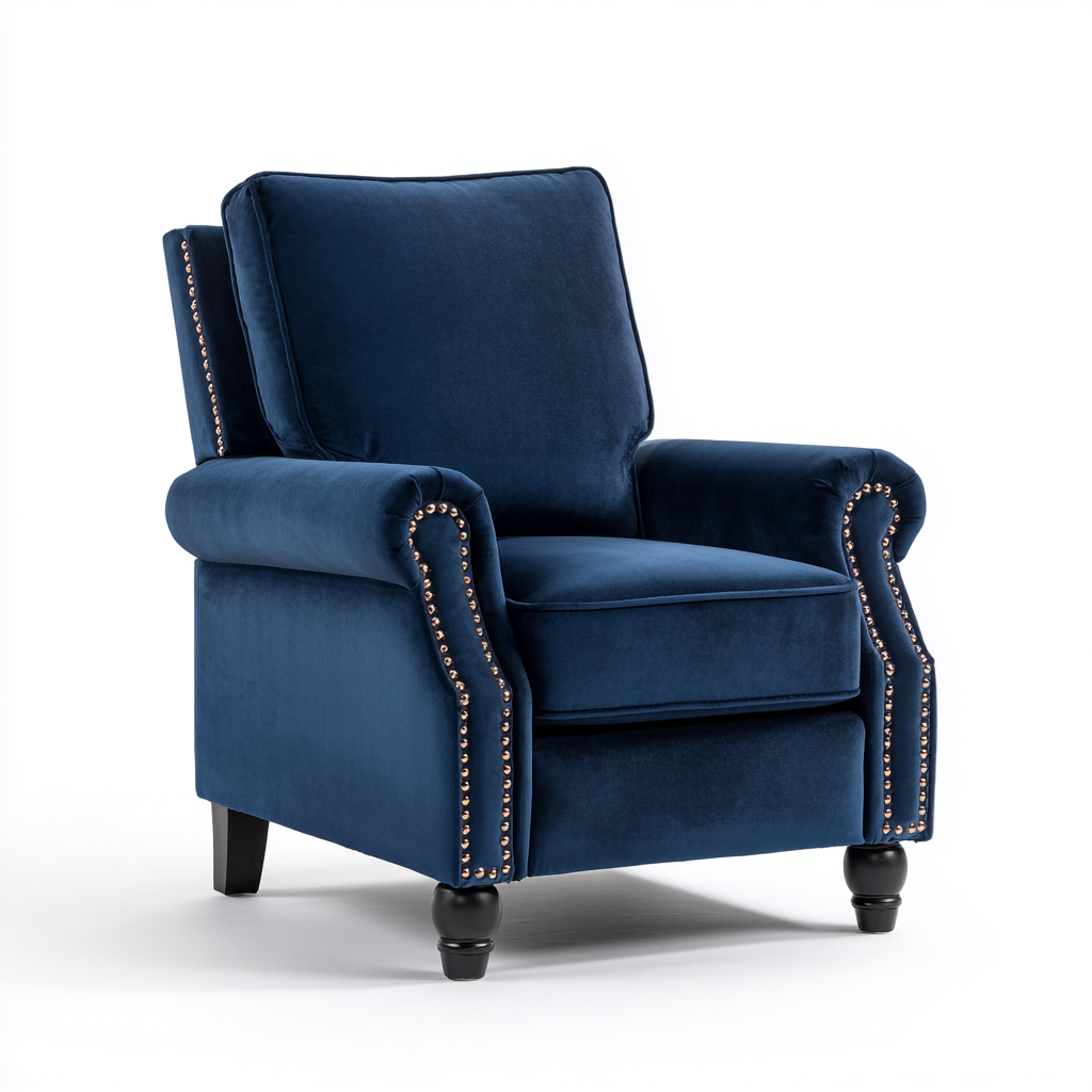 Fauteuil relax - velours bleu - 92x86x104 cm - pour salon - design moderne-Nestlevo