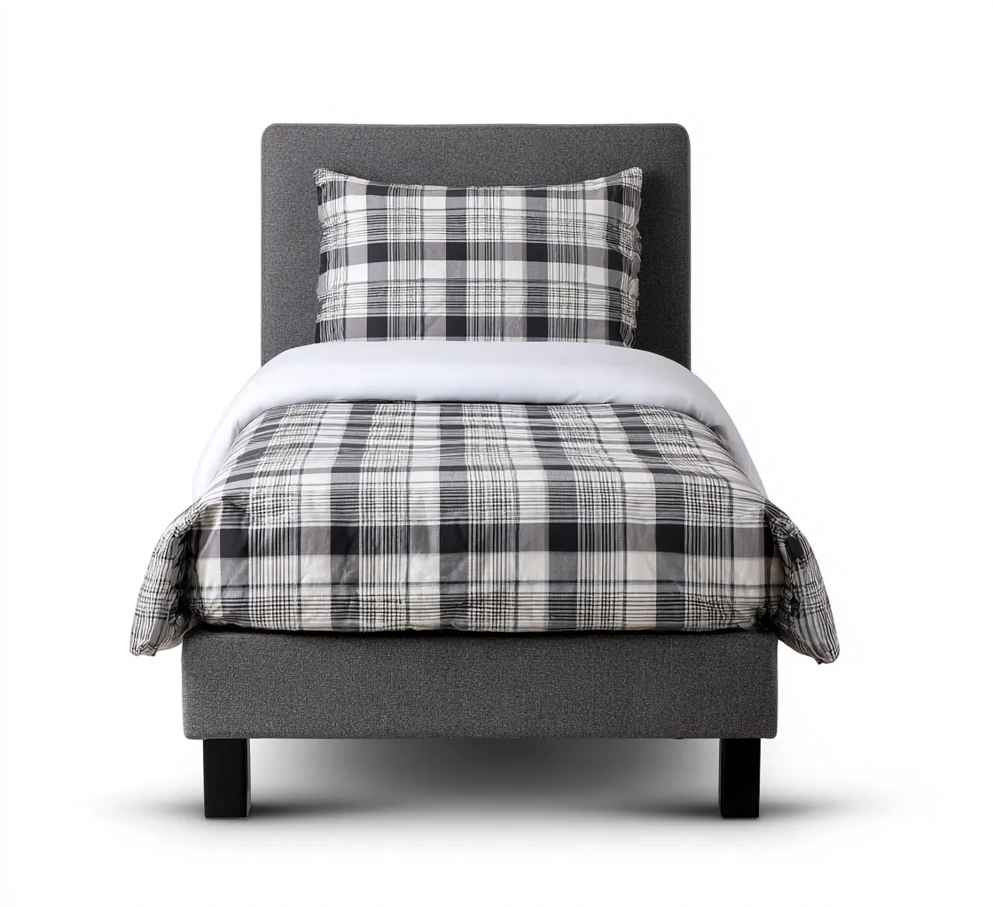 Lit simple - tissu - 200x100x110 cm - gris - noir - blanc - design moderne - adapté à la chambre-Nestlevo