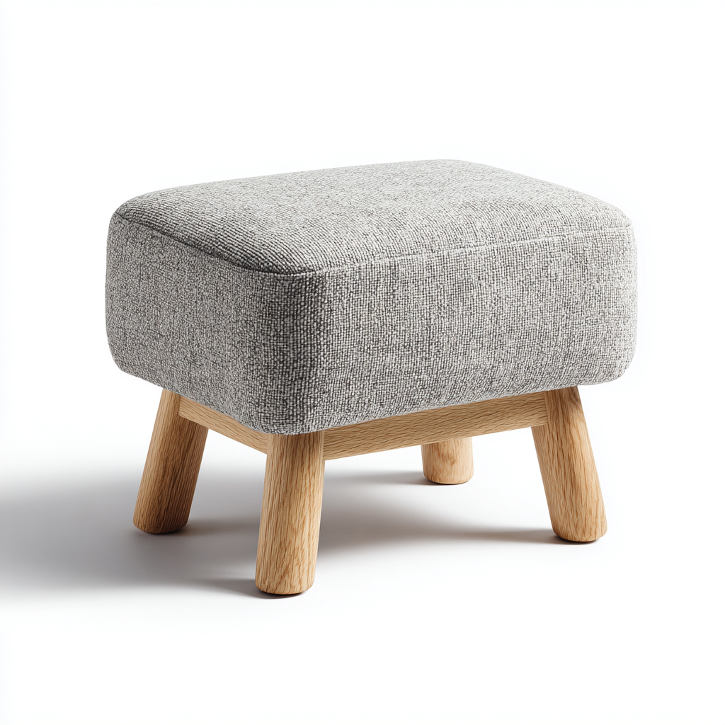 Pouf rectangulaire tissu et pieds en bois 40x30x34 cm - gris - bois - pour salon - design moderne-Nestlevo