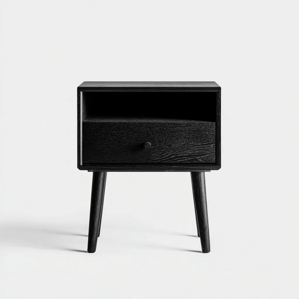 Table de chevet - bois MDF 42x32x60 cm - noir - pour chambre - design moderne-Nestlevo