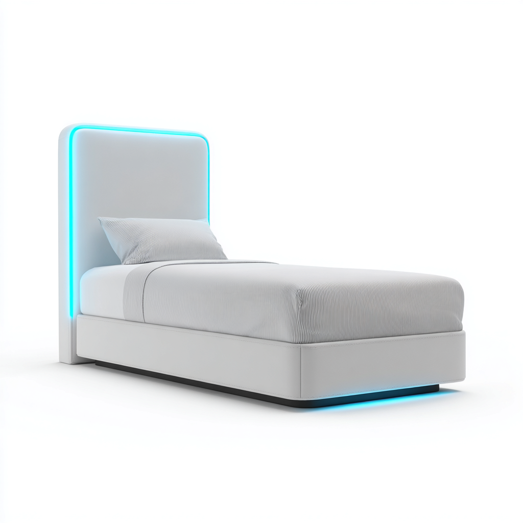 Lit simple - simili cuir - 200x100x110 cm - blanc - design moderne avec éclairage LED - adapté à la chambre-Nestlevo