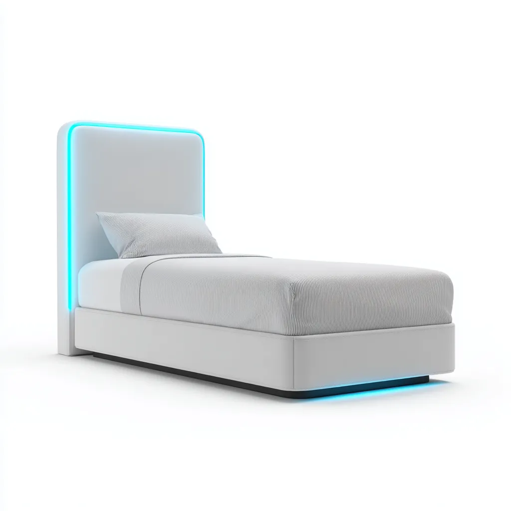 Lit simple - simili cuir - 200x100x110 cm - blanc - design moderne avec éclairage LED - adapté à la chambre-Nestlevo