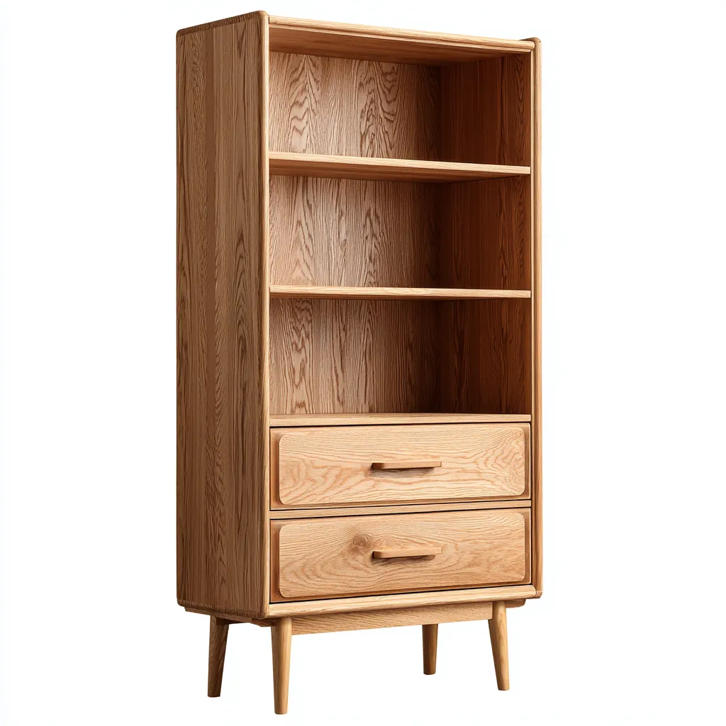 Bibliothèque en bois 80x35x170 cm - chêne clair - adaptée au bureau - design moderne-Nestlevo