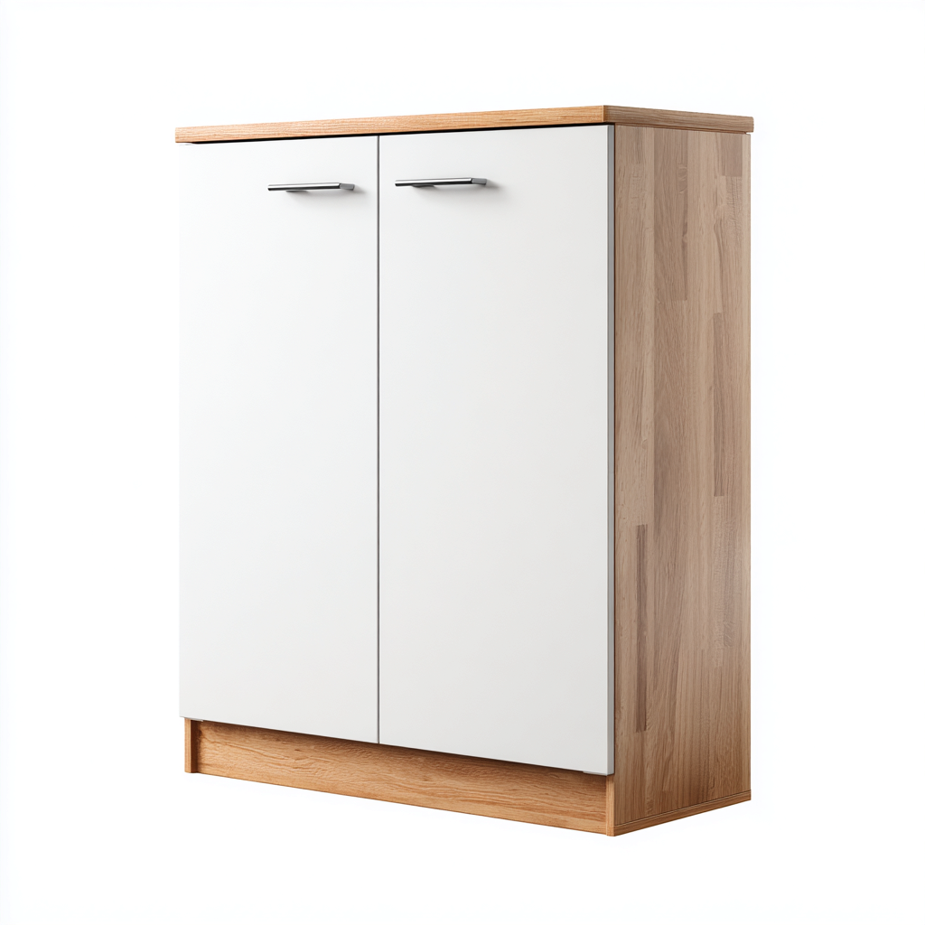 Meuble à chaussures - bois - 70x30x95 cm - blanc - bois naturel - adapté à l'entrée - 2 portes - design moderne-Nestlevo