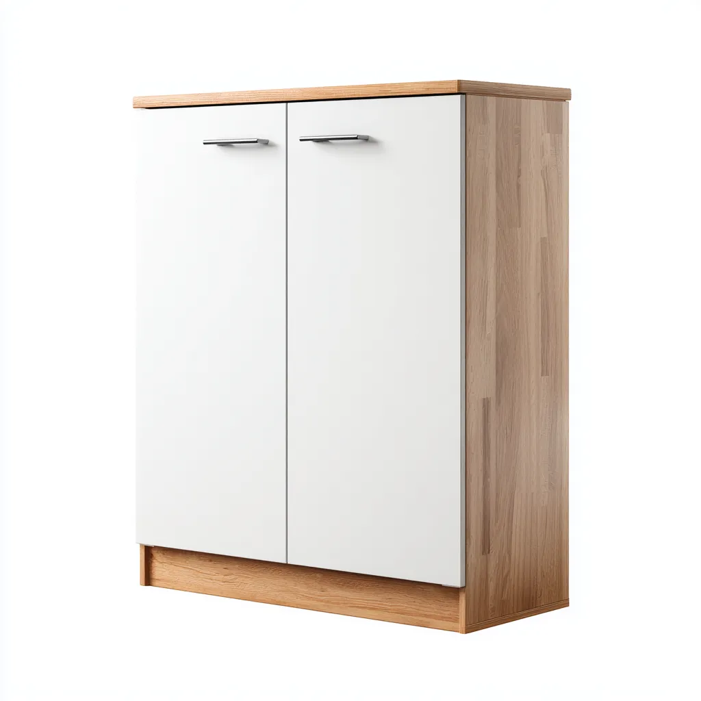 Meuble à chaussures - bois - 70x30x95 cm - blanc - bois naturel - adapté à l'entrée - 2 portes - design moderne-Nestlevo