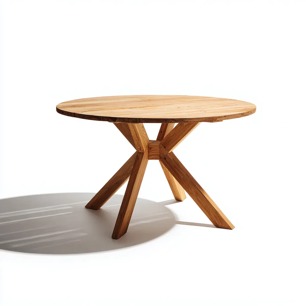 Table de jardin ronde en bois 120x120x75 cm - bois naturel - adaptée à l'extérieur - design moderne-Nestlevo