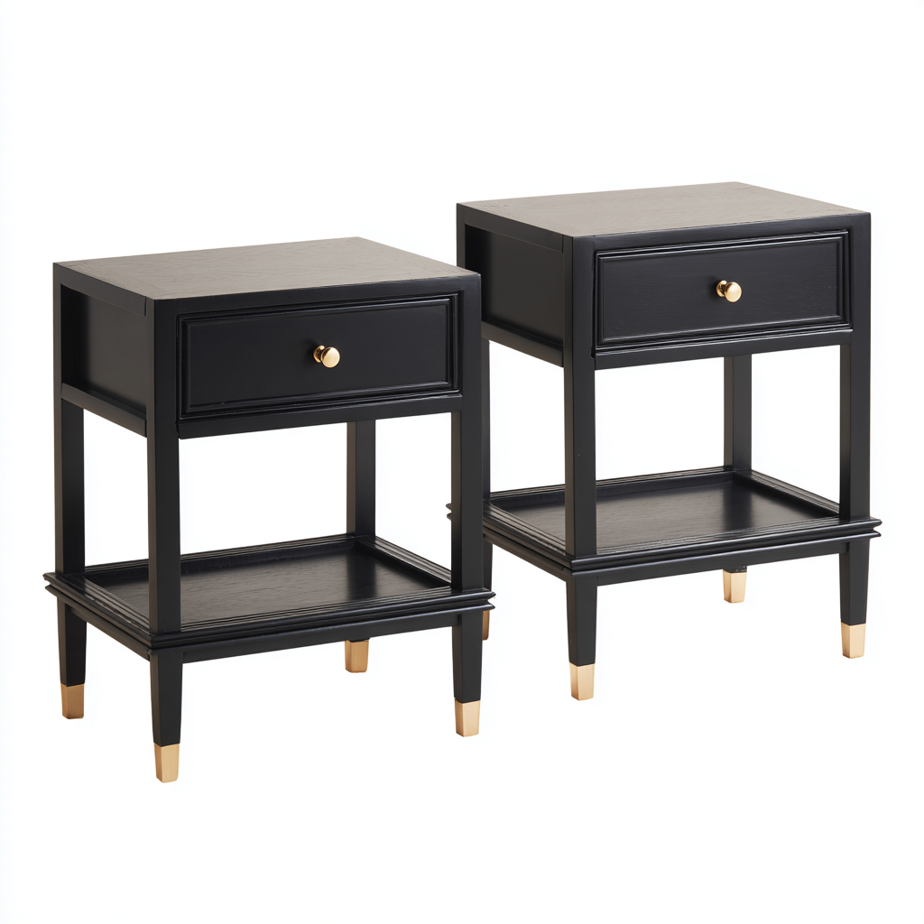 Table de chevet - bois MDF 45x38x63 cm - noir - pour chambre - design classique-Nestlevo