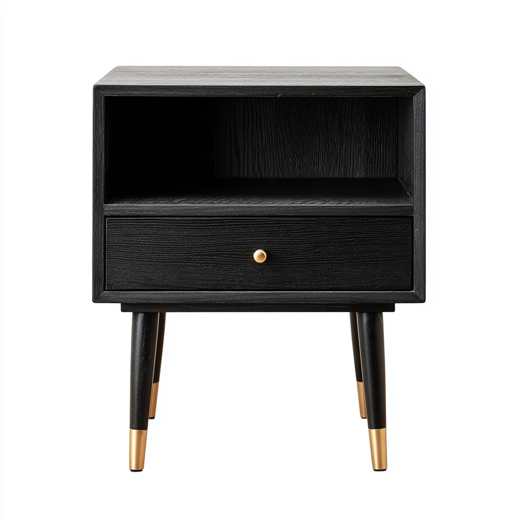 Table de chevet - bois - 50x40x60 cm - noir - design moderne - adapté à la chambre-Nestlevo