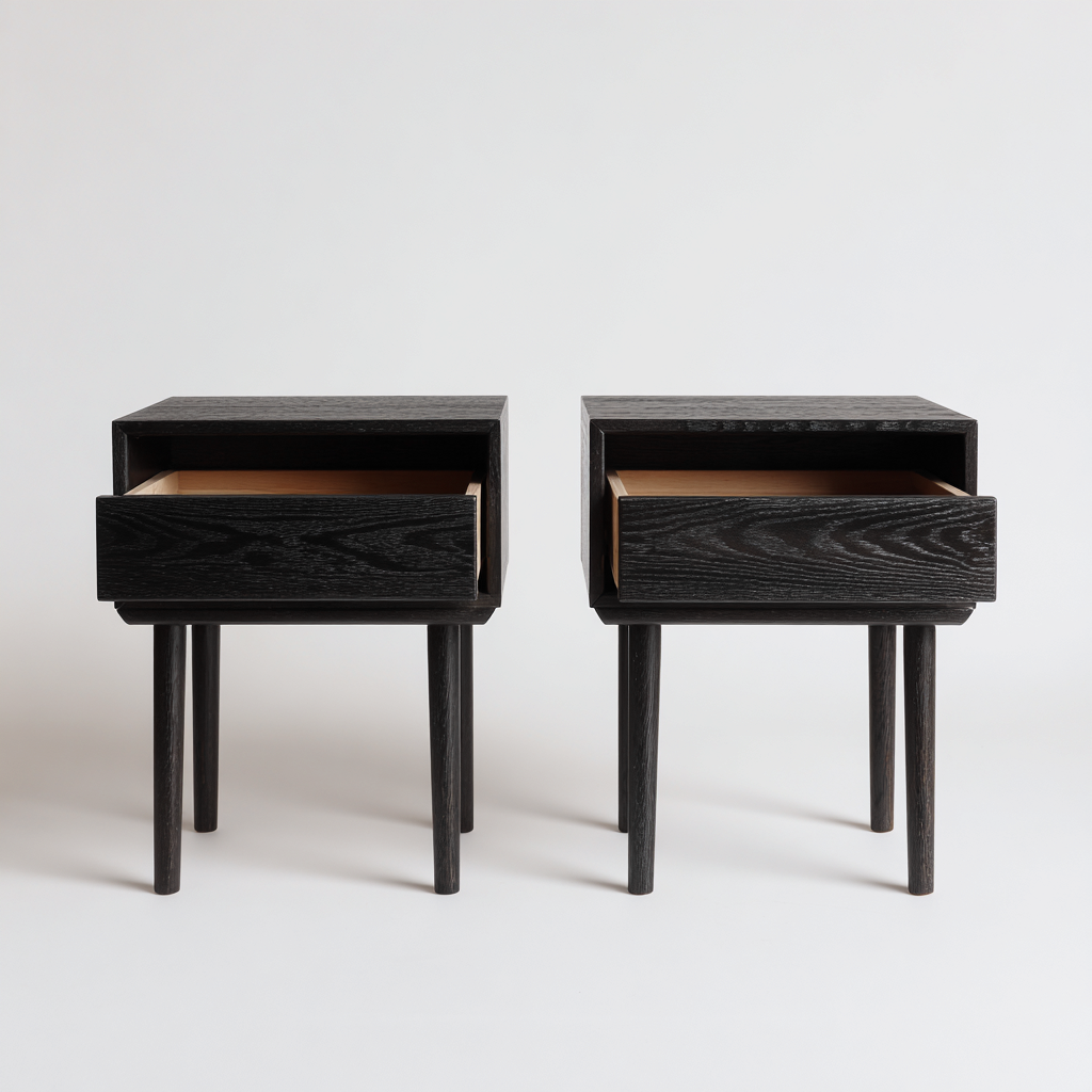 Table de chevet - bois - 50x40x55 cm - noir - design moderne - adapté à la chambre-Nestlevo